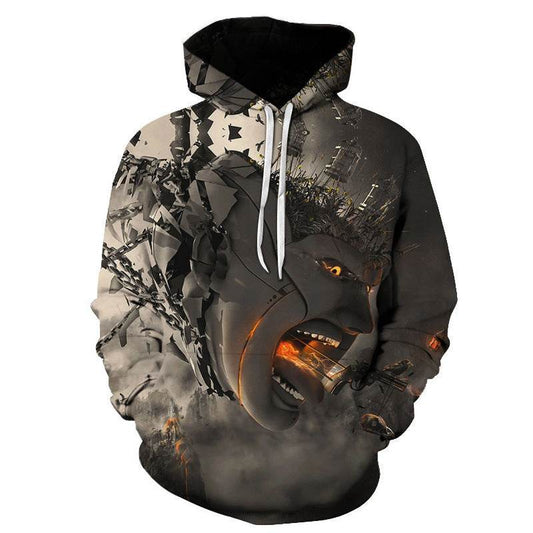 Spring and Autumn Men's 3D Sweatshirt European and American Plus Size Couple Hoodie - Mubimart