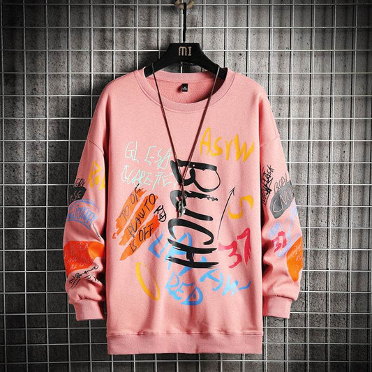 SingleRoad Mens Crewneck Sweatshirt Men Harajuku Oversized Japanese Streetwear Hip Hop Black Hoodie Men Sweatshirts Hoodies - Mubimart