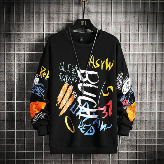 SingleRoad Mens Crewneck Sweatshirt Men Harajuku Oversized Japanese Streetwear Hip Hop Black Hoodie Men Sweatshirts Hoodies - Mubimart