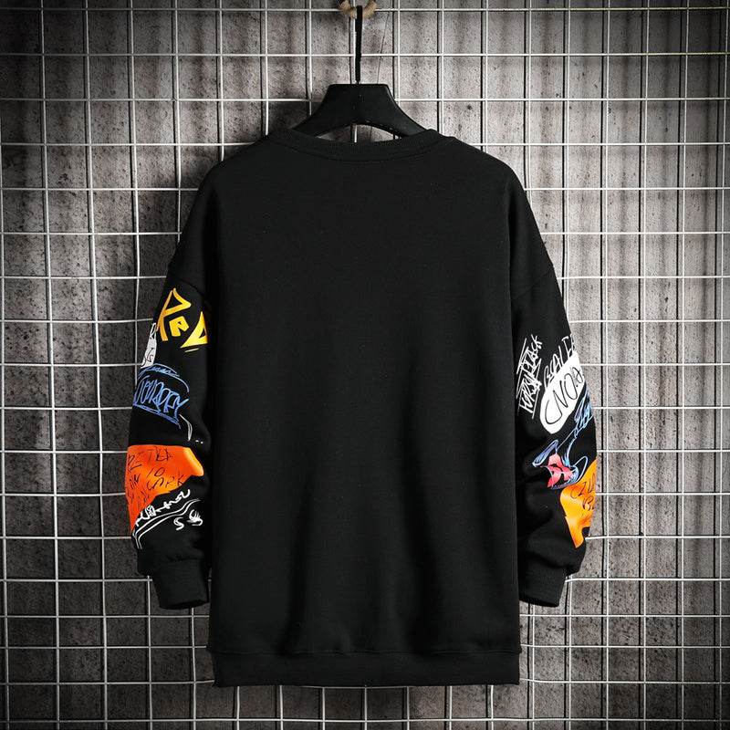 SingleRoad Mens Crewneck Sweatshirt Men Harajuku Oversized Japanese Streetwear Hip Hop Black Hoodie Men Sweatshirts Hoodies - Mubimart