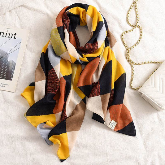 Scarf Women Winter Cotton Linen Thickened French Retro Shawl - Mubimart