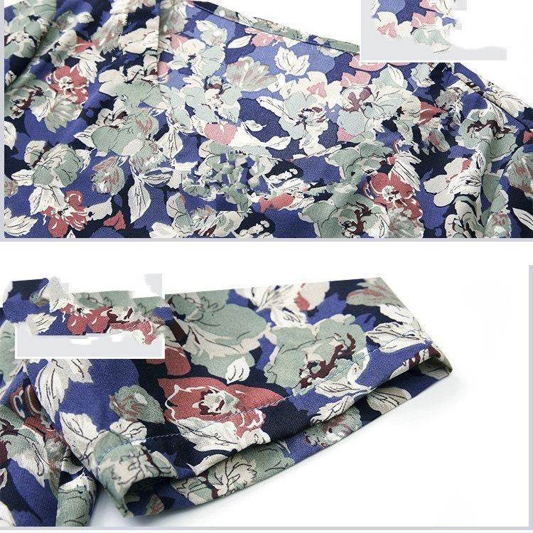 Summer Mid-Sleeve Loose Mother Dress Shirt Round Neck Plus Size Blouse - Mubimart