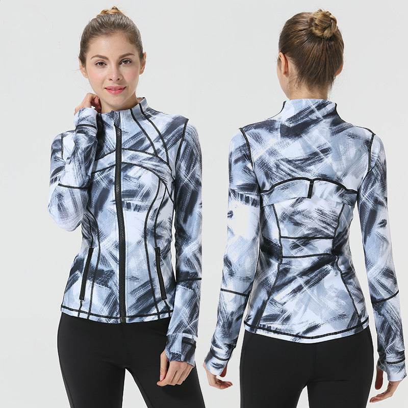 Sports Yoga Workout Clothes Top Long Sleeve Women Cardigan Jacket - Mubimart