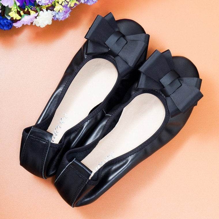 Egg Roll Women's Shoes Large Size Bow Single Shoes Women's Leather Boat Shoes - Mubimart