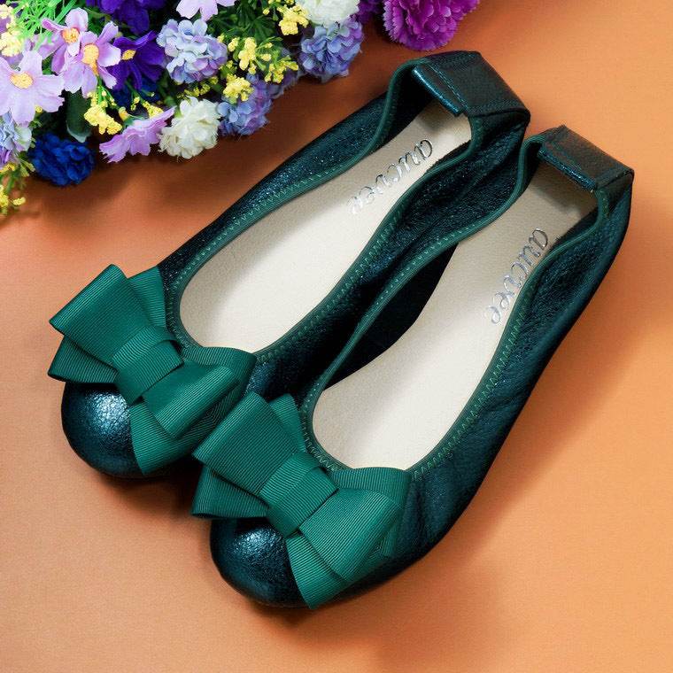 Egg Roll Women's Shoes Large Size Bow Single Shoes Women's Leather Boat Shoes - Mubimart