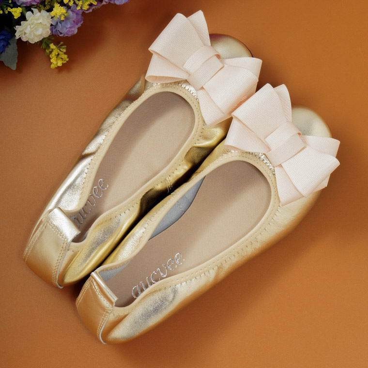 Egg Roll Women's Shoes Large Size Bow Single Shoes Women's Leather Boat Shoes - Mubimart