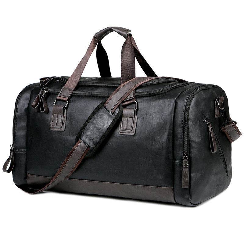 Pu Leather Large Capacity Travel Bag Men's Business Travel Duffel Bag - Mubimart