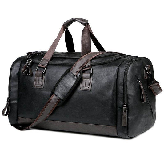 Pu Leather Large Capacity Travel Bag Men's Business Travel Duffel Bag - Mubimart