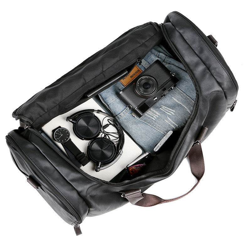 Pu Leather Large Capacity Travel Bag Men's Business Travel Duffel Bag - Mubimart