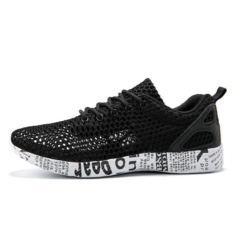 Casual Men's Shoes Breathable Sneakers Match Hollow Lace Board Shoes - Mubimart