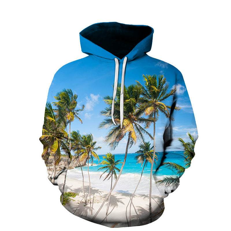 Beach Maple Leaf Couples Sport Sweaters Men And Women Casual Hoodies - Mubimart