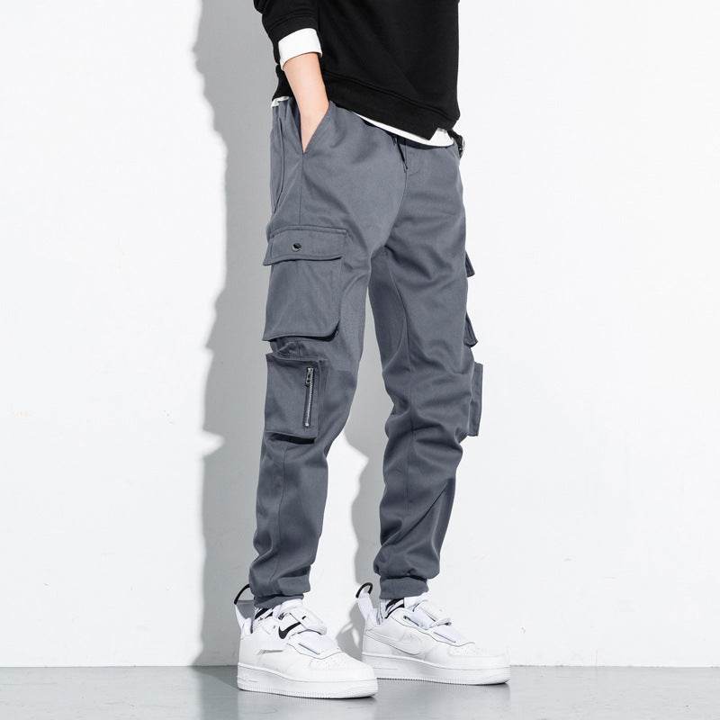 Korean Loose Cotton Sports Cargo Pants - Mubimart