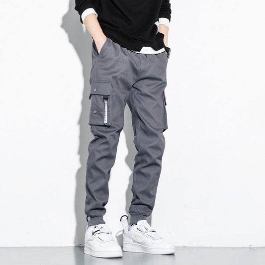 Korean Loose Cotton Sports Cargo Pants - Mubimart