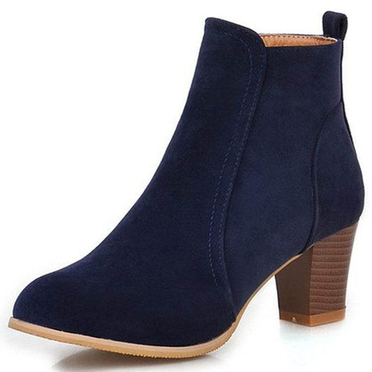 Short Boots Women Martin Boots Mid Heel Thick Heel Women's Boots - Mubimart