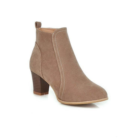 Short Boots Women Martin Boots Mid Heel Thick Heel Women's Boots - Mubimart