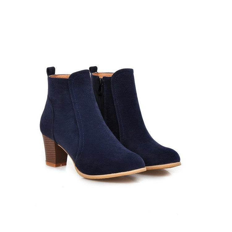 Short Boots Women Martin Boots Mid Heel Thick Heel Women's Boots - Mubimart