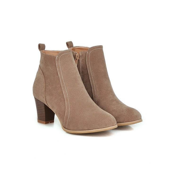 Short Boots Women Martin Boots Mid Heel Thick Heel Women's Boots - Mubimart