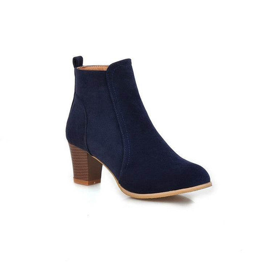 Short Boots Women Martin Boots Mid Heel Thick Heel Women's Boots - Mubimart