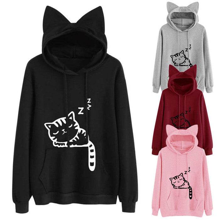 Long Sleeve Sweatshirt Hoodies Women Casual Crop Top - Mubimart