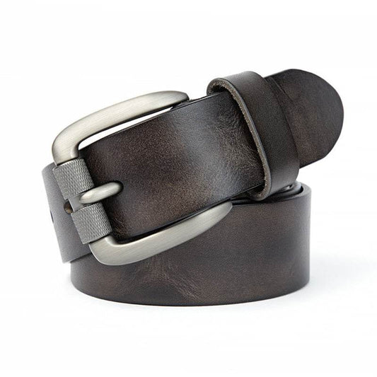 Men's Belt Vegetable Tanned Top Layer Cowhide Belt Pin Buckle Washed Retro Belt - Mubimart