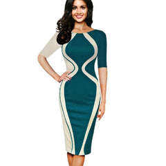 Women summer Work Office Bodycon Sheath Pencil Dress - Mubimart - Work Dress 