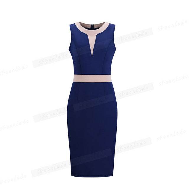 Office Ladies Pencil Sleeveless Clothes Dress For Women Work - Mubimart