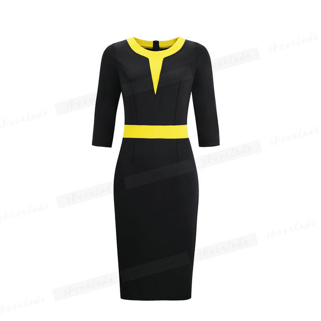 Office Ladies Pencil Sleeveless Clothes Dress For Women Work - Mubimart - Work Dress 