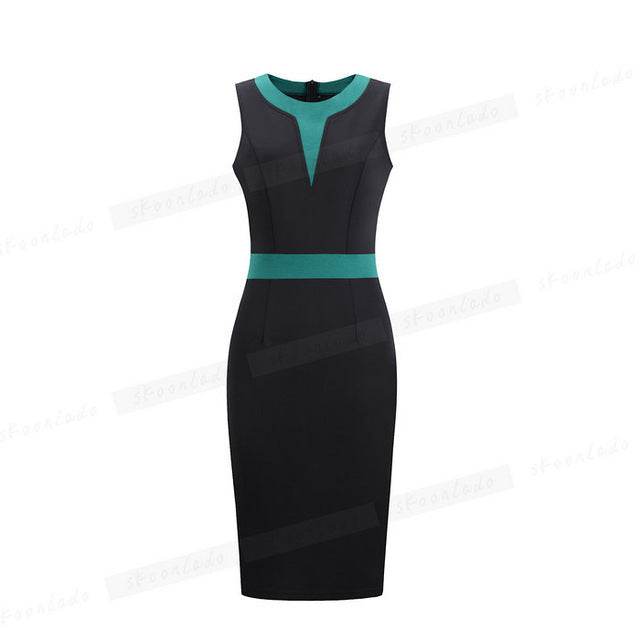 Office Ladies Pencil Sleeveless Clothes Dress For Women Work - Mubimart
