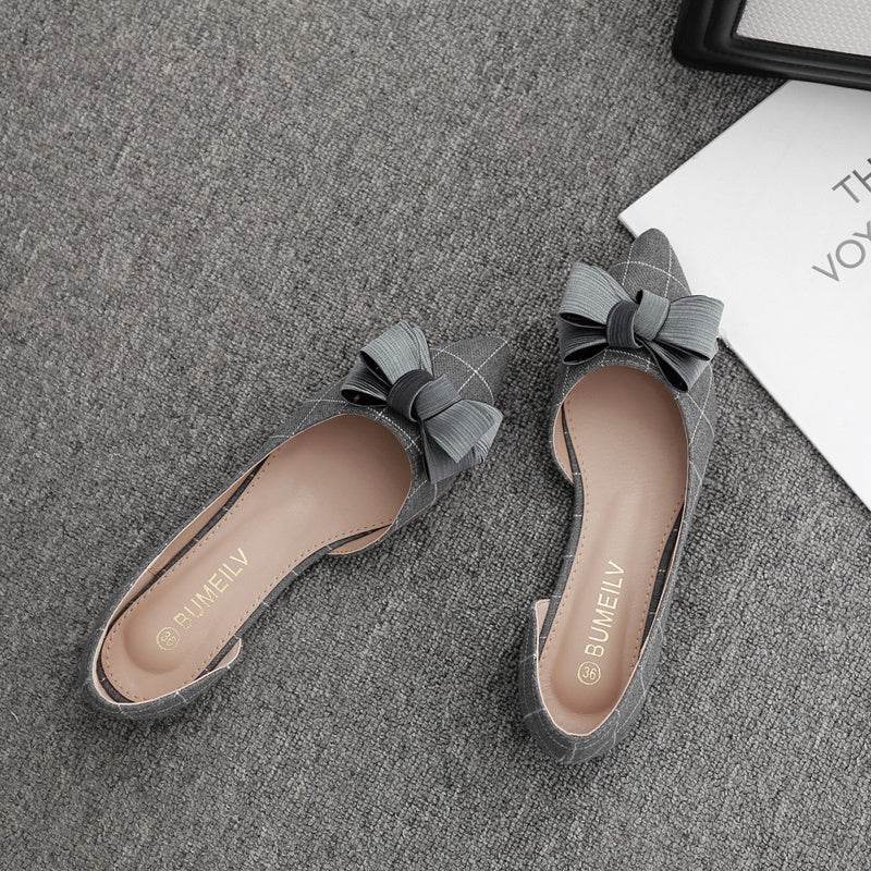 Shallow Mouth Pointed Toe All-Match Flat Shoes - Mubimart