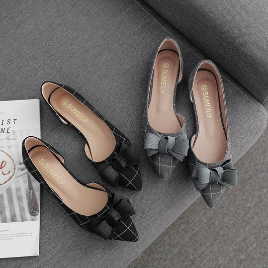 Shallow Mouth Pointed Toe All-Match Flat Shoes - Mubimart