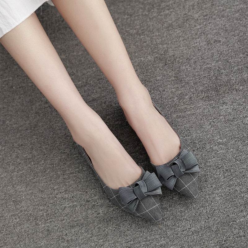 Shallow Mouth Pointed Toe All-Match Flat Shoes - Mubimart