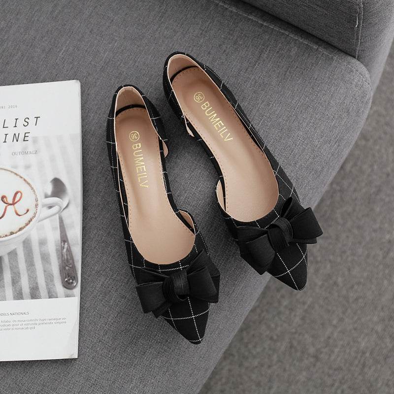 Shallow Mouth Pointed Toe All-Match Flat Shoes - Mubimart