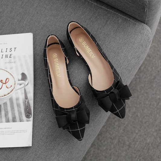 Shallow Mouth Pointed Toe All-Match Flat Shoes - Mubimart