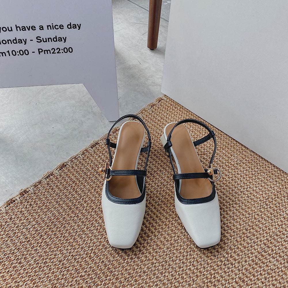 Block heel retro sandals - Mubimart