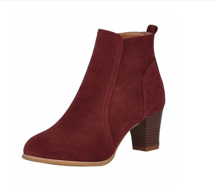 Short Boots Women Martin Boots Mid Heel Thick Heel Women's Boots - Mubimart