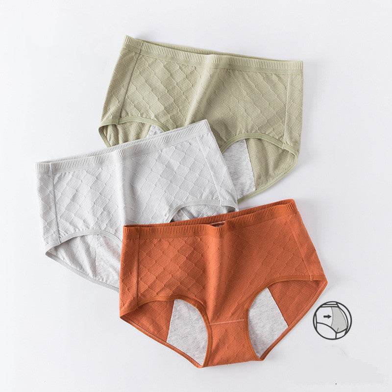 Women's Physical Pants Side Leak Proof Midwaist Cotton Breathable Briefs - Mubimart
