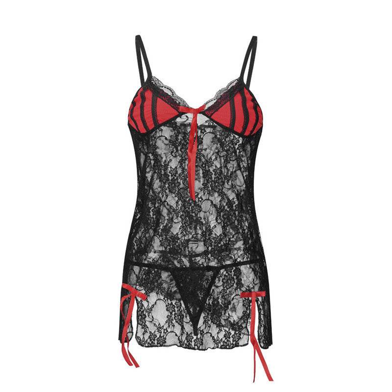 European and American Erotic Lingerie See-through Sexy Plus Size Pajamas Nightdress - Mubimart