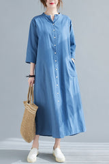 New Spring And Summer Loose Plus Size Women's Linen Over The Knee Long Shirt Skirt Age-Reducing And Thin Temperament Dress - Mubimart -  