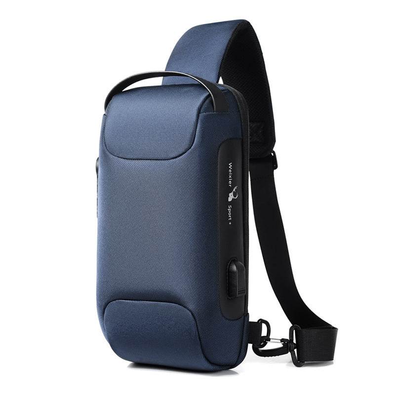 Waterproof USB Anti-theft Bag Men Oxford Crossbody Shoulder Bag Sling Multifunction Short Travel Messenger Chest Pack - Mubimart