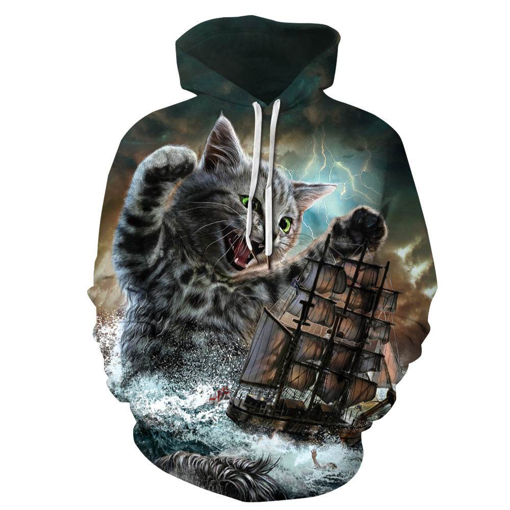 Hooded Sweatshirt Printed Loose Plus Size Fitness Sweatshirt - Mubimart