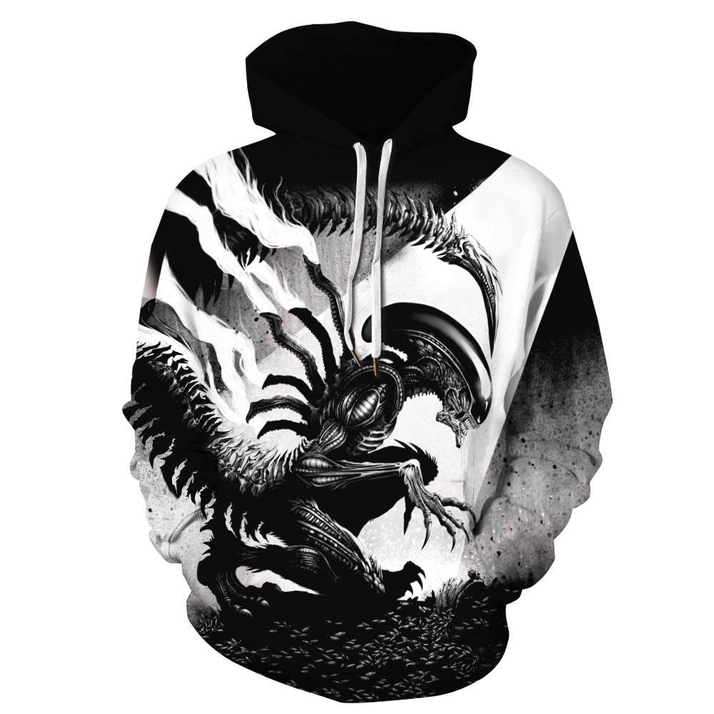 Hooded Sweatshirt Printed Loose Plus Size Fitness Sweatshirt - Mubimart