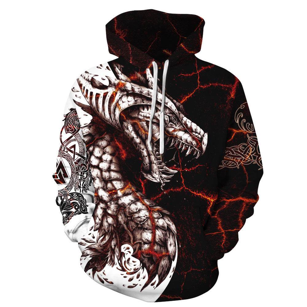 Hooded Sweatshirt Printed Loose Plus Size Fitness Sweatshirt - Mubimart
