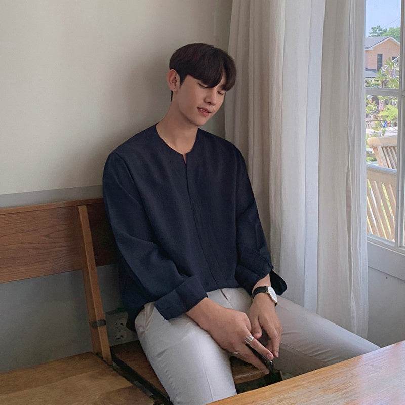 Fashion New Shirt Cotton Linen Men's Shirt - Mubimart