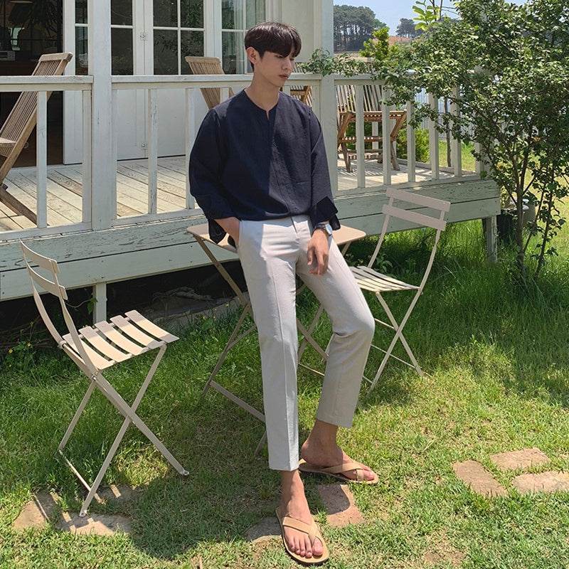 Fashion New Shirt Cotton Linen Men's Shirt - Mubimart