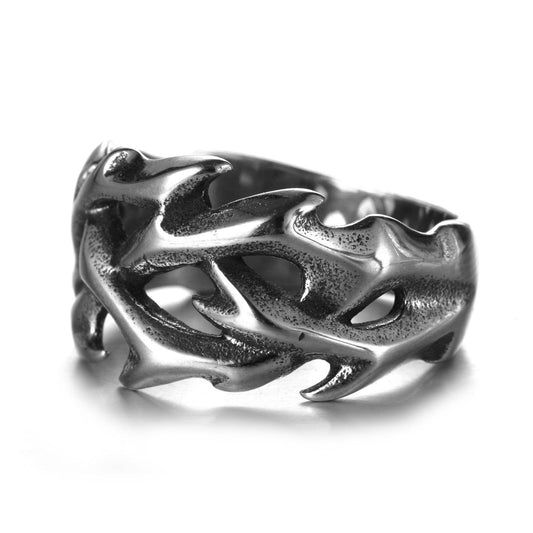 Men And Women Punk Ring Retro Hollow Design Creative Personality Lightning Titanium Steel Ring - Mubimart
