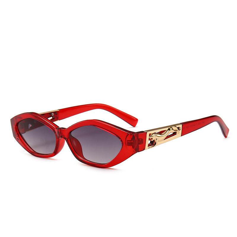 Angular Cat-eye Sunglasses, Modern Retro Temples In The Shape Of A Jumping Cheetah - Mubimart