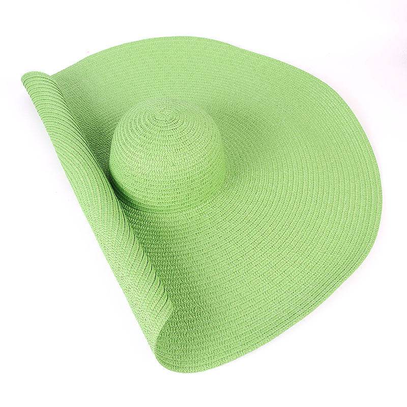 25CM Wide Brim Oversized Beach Hats For Women Large Straw Hat UV Protection - Mubimart