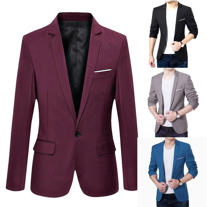 Nieuwe Koreaanse Heren Blazer Casual Slim Fit Kantoorpak