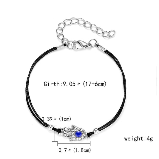 Handmade Lucky Black String Bracelet Evil Eye Charm Bracelets Women Blue Eyes Beads Bring You Lucky Peaceful Adjustable Bracelet - Mubimart