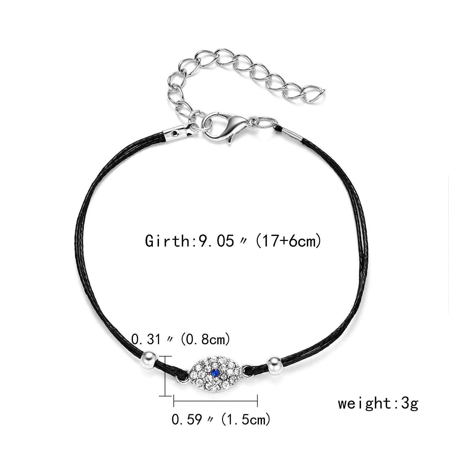 Handmade Lucky Black String Bracelet Evil Eye Charm Bracelets Women Blue Eyes Beads Bring You Lucky Peaceful Adjustable Bracelet - Mubimart